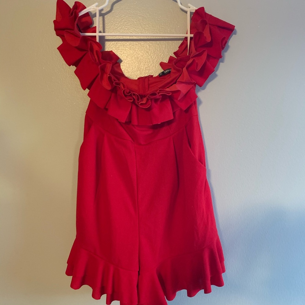 Red Ruffled Romper